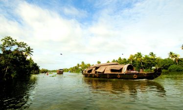Houseboat on Kerala backwaters, in Alleppey, Kerala, India